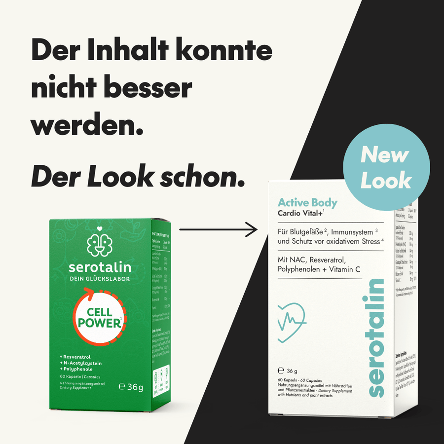 NEU Produktbild – Altes & neues Verpackungsdesign der Cardio Vital Nahrungsergänzung
