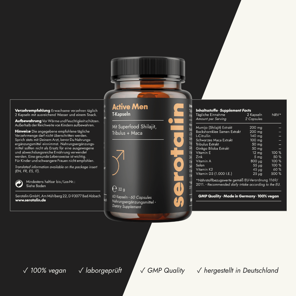 NEU Produktbild - Detaillierte Zutatenliste der Serotalin Active Men T-Kapseln