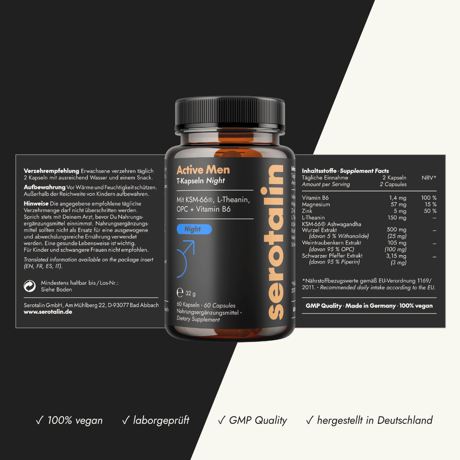 NEU Produktbild – Zutatenliste der Serotalin Active Men T-Kapseln Night
